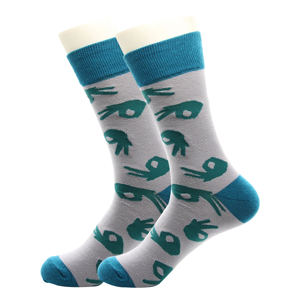 custom 100% cotton boot socks print free mockup okay icon funny patterned men socks 2021 novelty socks