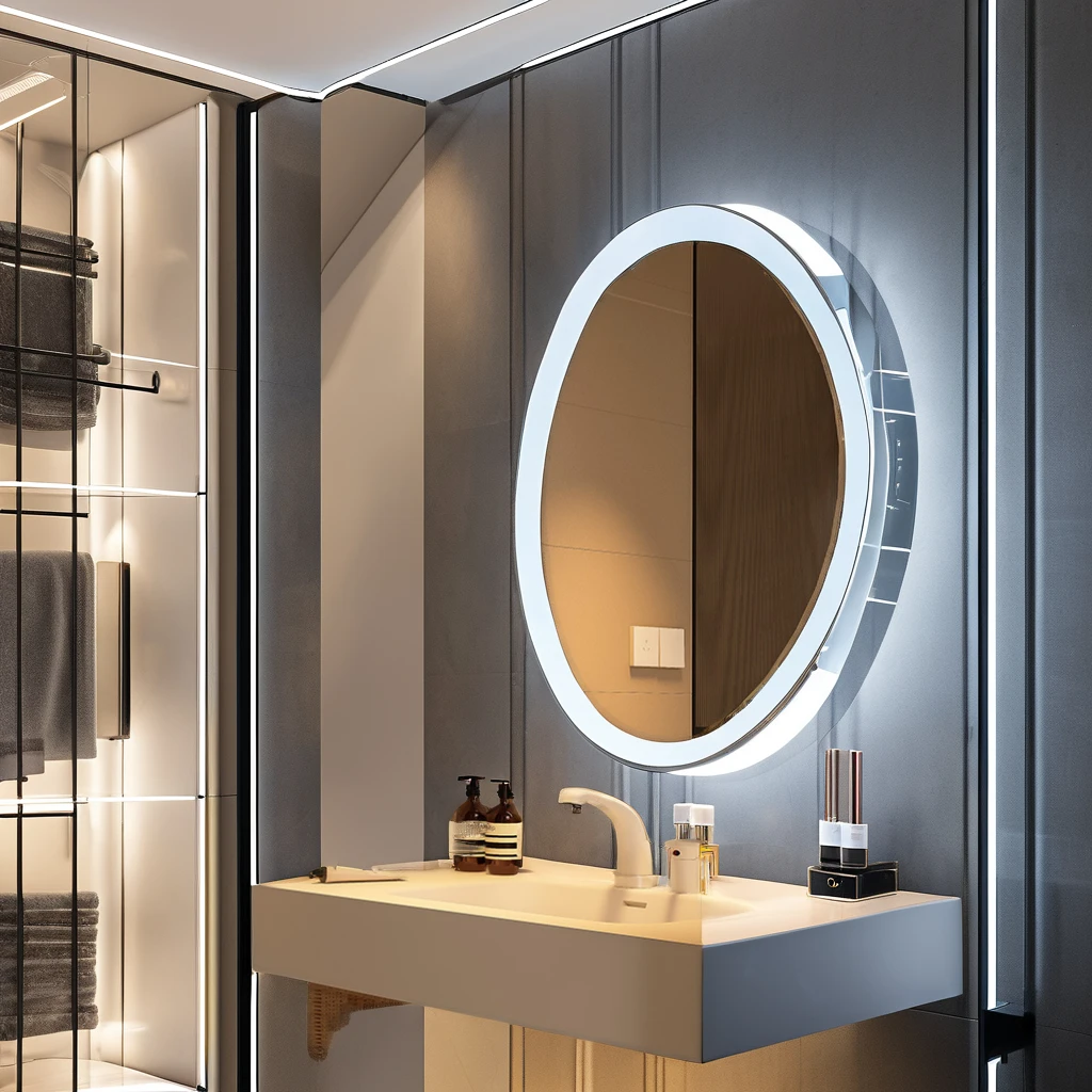 Modern LED Backlit Smart Bathroom Vanity round Frameless Wall Hung Mirror with Touch Sensor Switch Oval Shape for Hotels