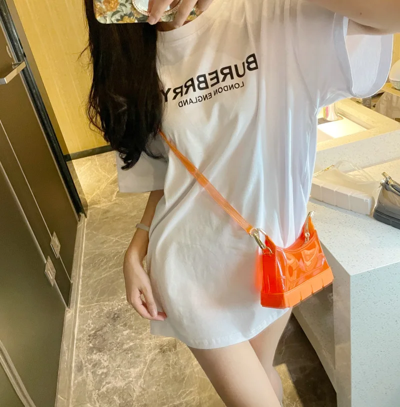 
Personality Colorful Unique Boots Clear Transparent Purse 2021 Summer New Neon Clear Jelly Purse Handbag 