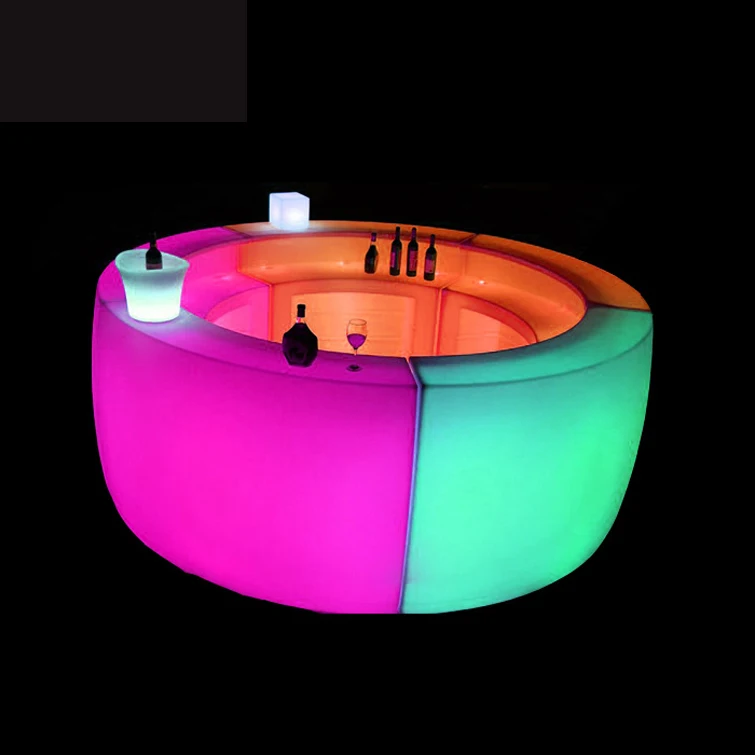 New design PE plastic rechargeable glowing led lounge furniture table for room