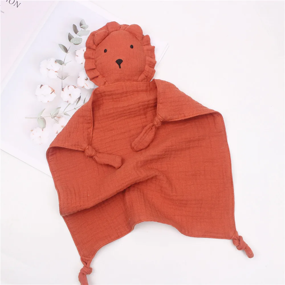 Lovey Animal Baby Towel 100% Cotton Infant Soft Plush Toys Lion Baby Sleep Soothing Towel