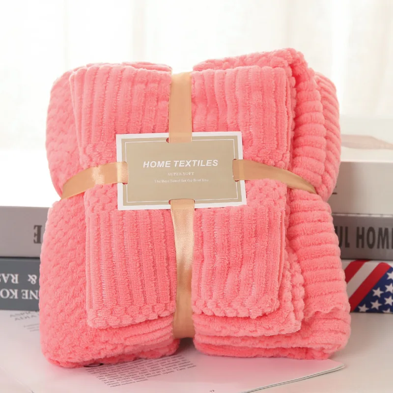 Cotton Fleece Thick 2 pcs Face Bath Towel Set Custom Logo SPA beauty Towel Set Super Soft Absorbent Towel