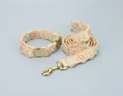 DFY Newest Design Pet Collar And Leash Lace Beads And Lace Floral Decorations 100% Cotton dog collar and rope
