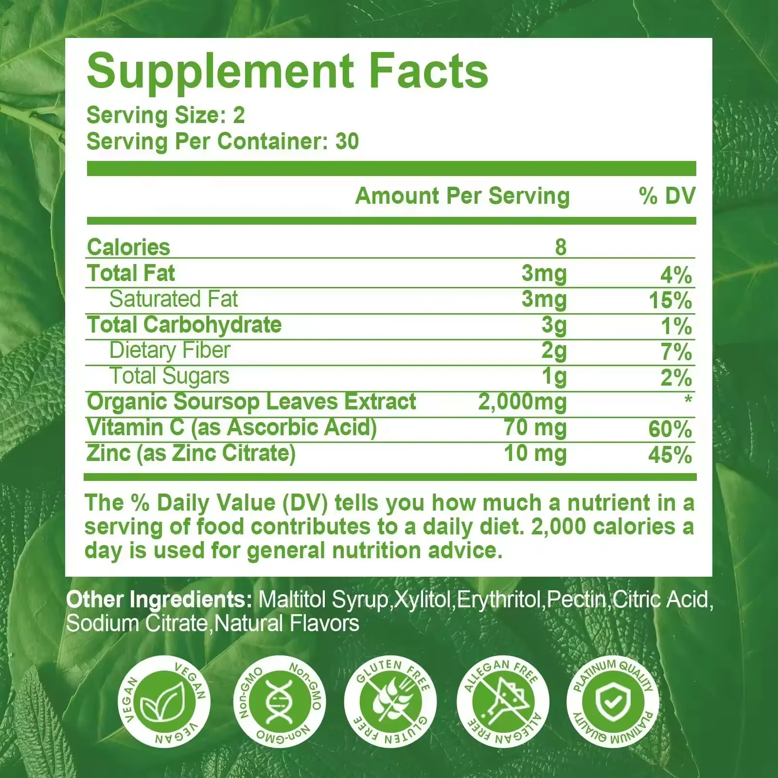 Organic Soursop Graviola Leaves Extract Supplement Organic  Graviola Leaf Gummies For Respiratory