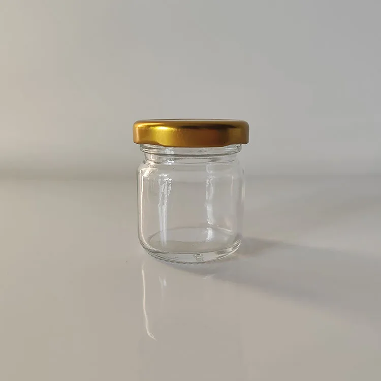 Cheap Promotion 50ml 75ml Clear Glass Sauce Canned Honey Pickles Jam Jars Packaging with Gold Lid