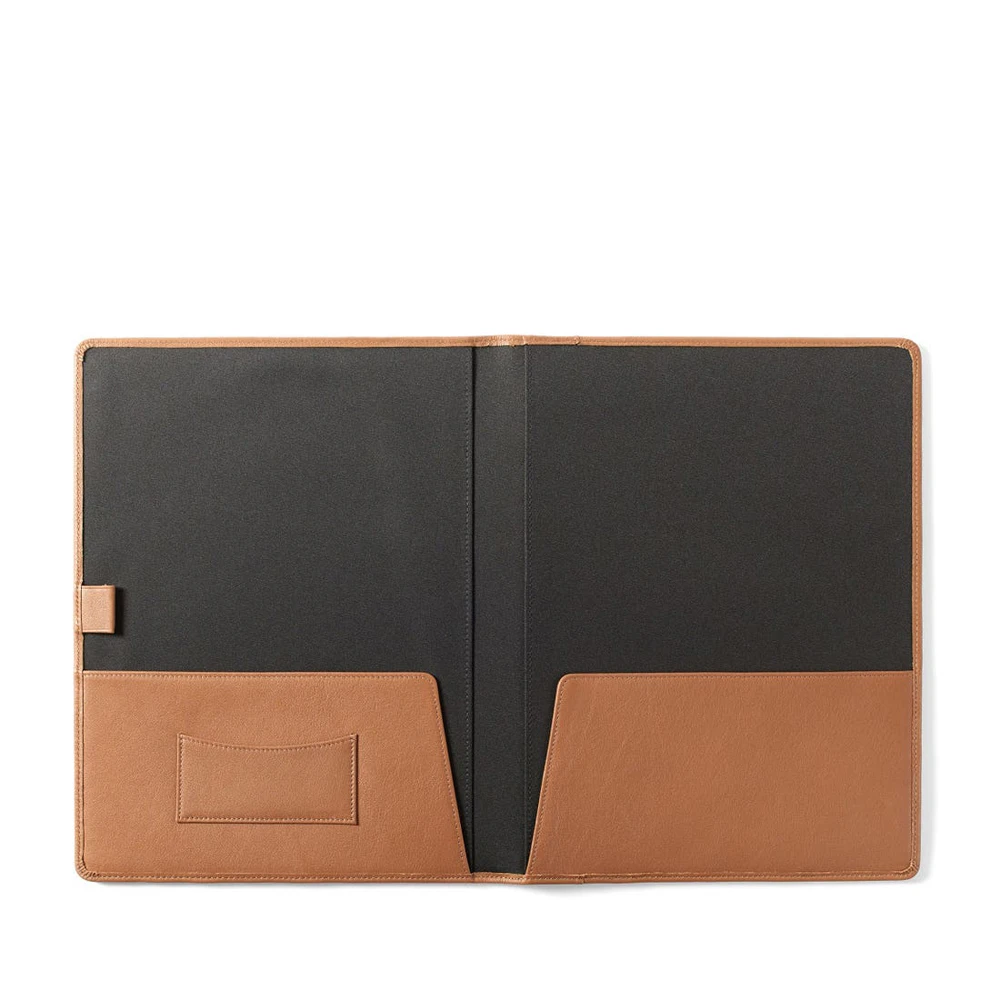 Custom File Folder With Pen Holder And Pocket PU Leather Meeting Document A4 File Folder