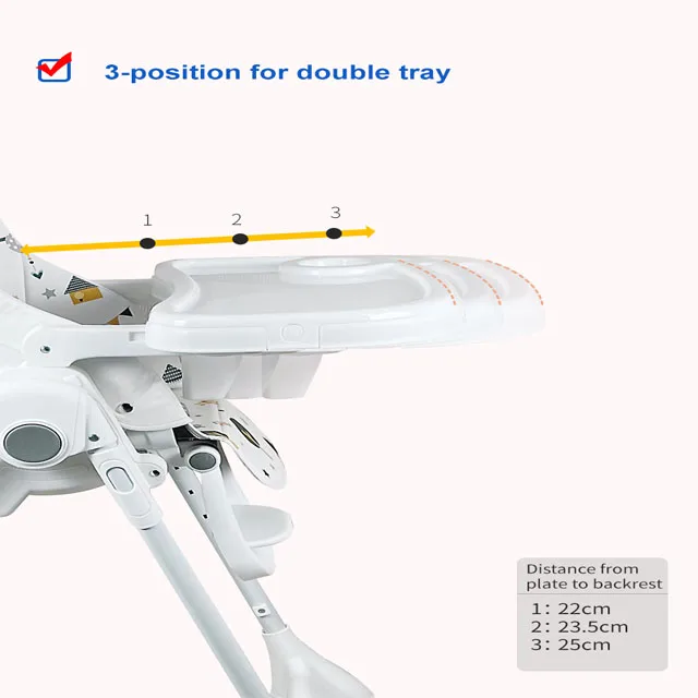 Metal and Plastic Baby Feeding Chair Wholesale Adjustable Baby High Chair