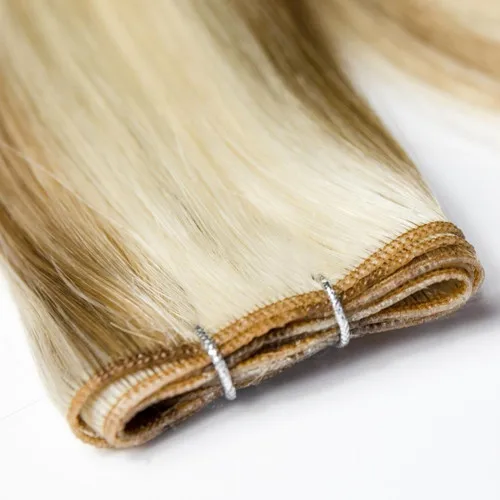 Russian Thin Invisible Genius Weft Hair Extensions 12A Double Drawn Virgin Genius Weft Blonde Human Hair Extensions