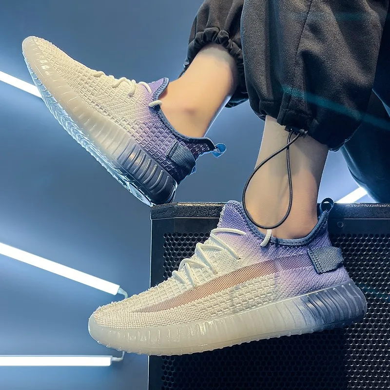 Бестселлер, прозрачные уличные слипоны для фитнеса, классические вязаные кроссовки на шнуровке для ходьбы и бега для мужчин, новый стиль