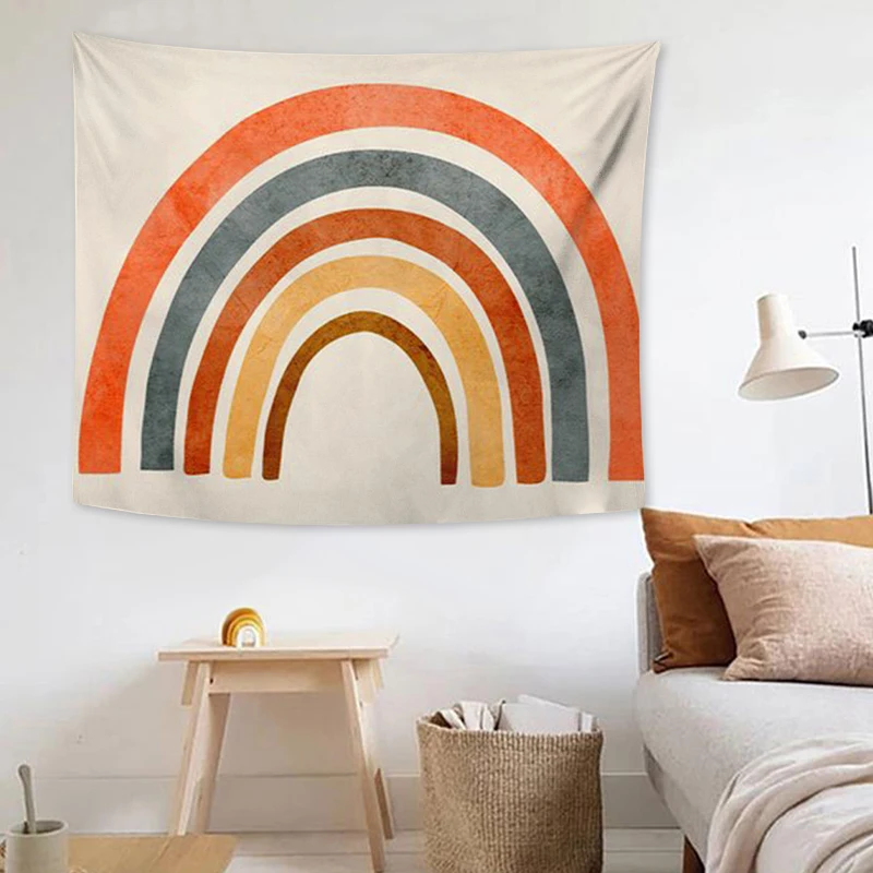 
Rainbow Fresh Wall Tapestry Abstract Painted Whale Sunset Mountain Forest Hippie Mandala Tapestry Landscape Wall Hanging Carpet 