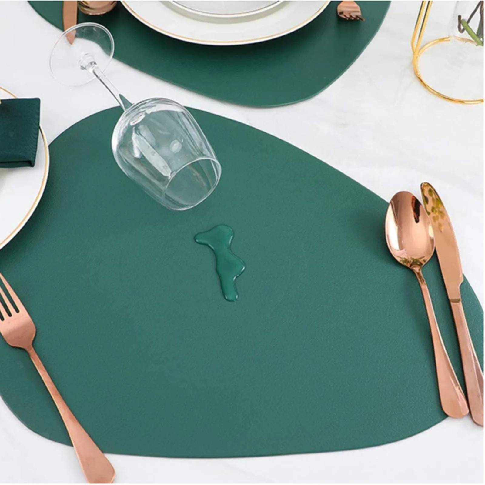 heat-resistant PU wholesale leather table mats placemats and Coaster set