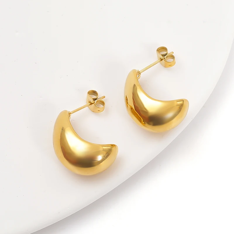 High quality stainless steel gold plated titanium steel 18K gold earrings made in China