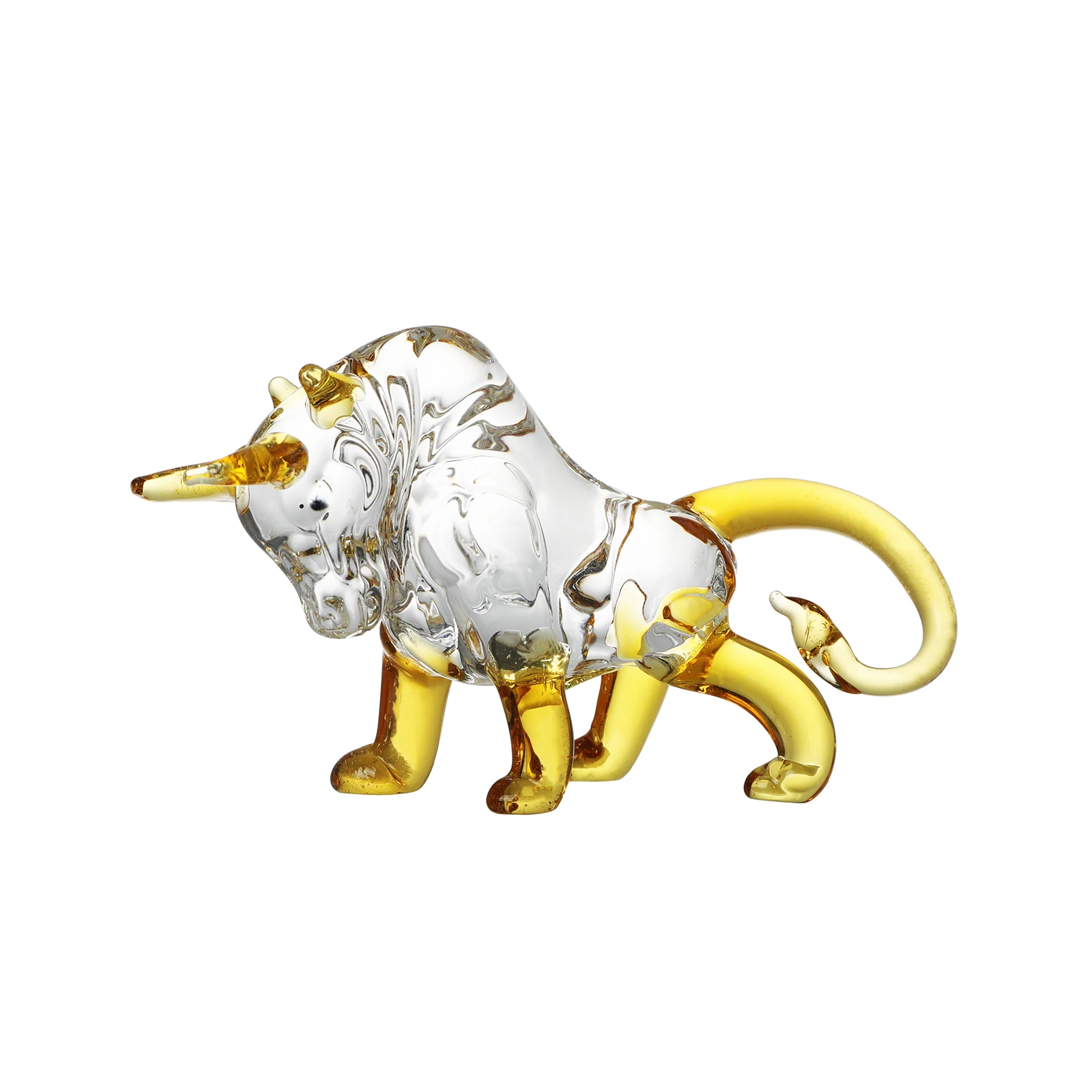 Handmade Mini Bull Art Glass Blown Wild Crystal Animal Figurine Miniature Collectibles Lucky FengShui Home Decor