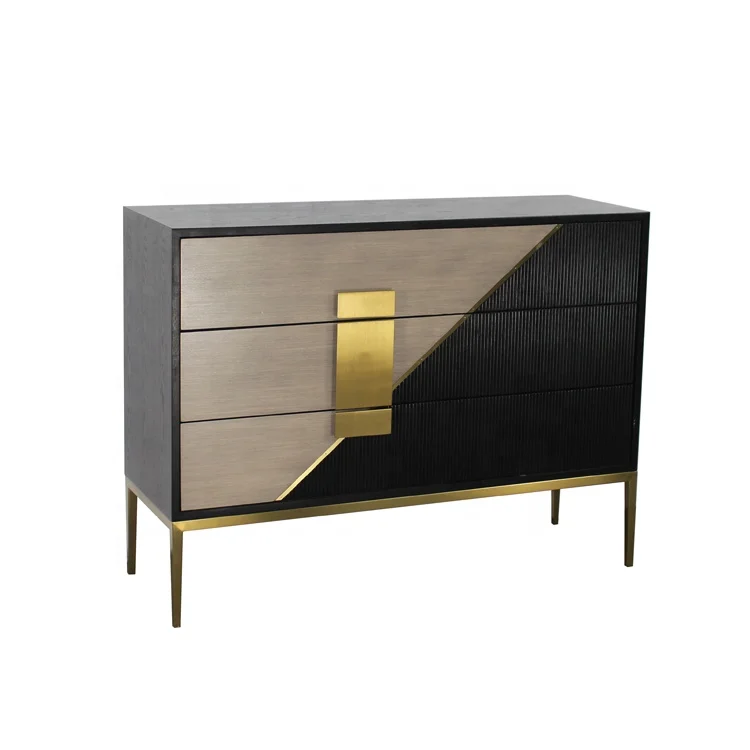 Grey black color wooden console table modern console table with 3 drawers