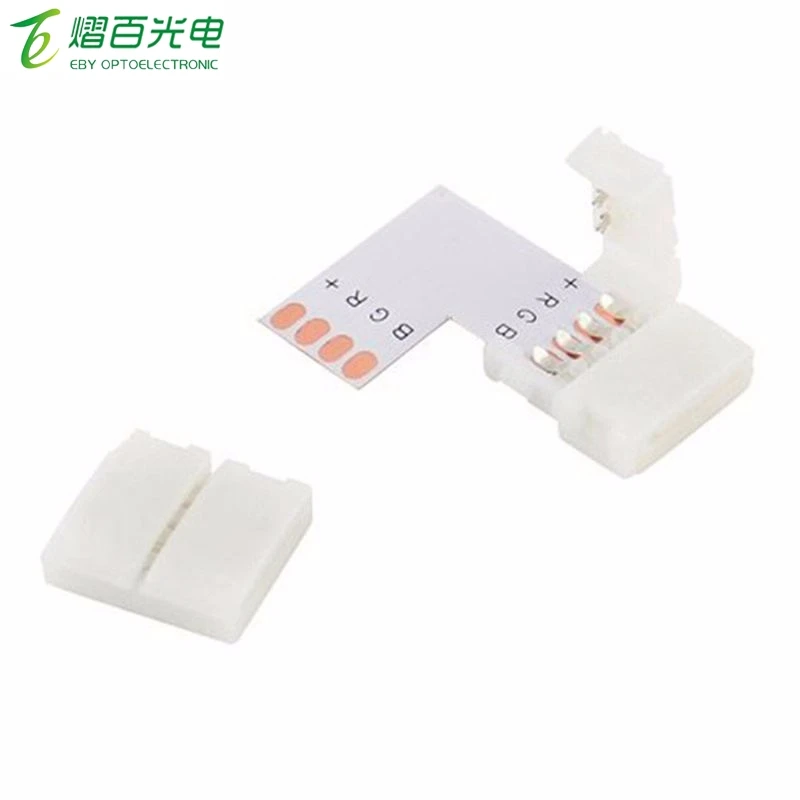 5Pcs 10mm 4 Pin L Shape Led RGB Connector For Connecting Corner Right Angle SMD 5050 2835/3528 RGB LED Strip Light