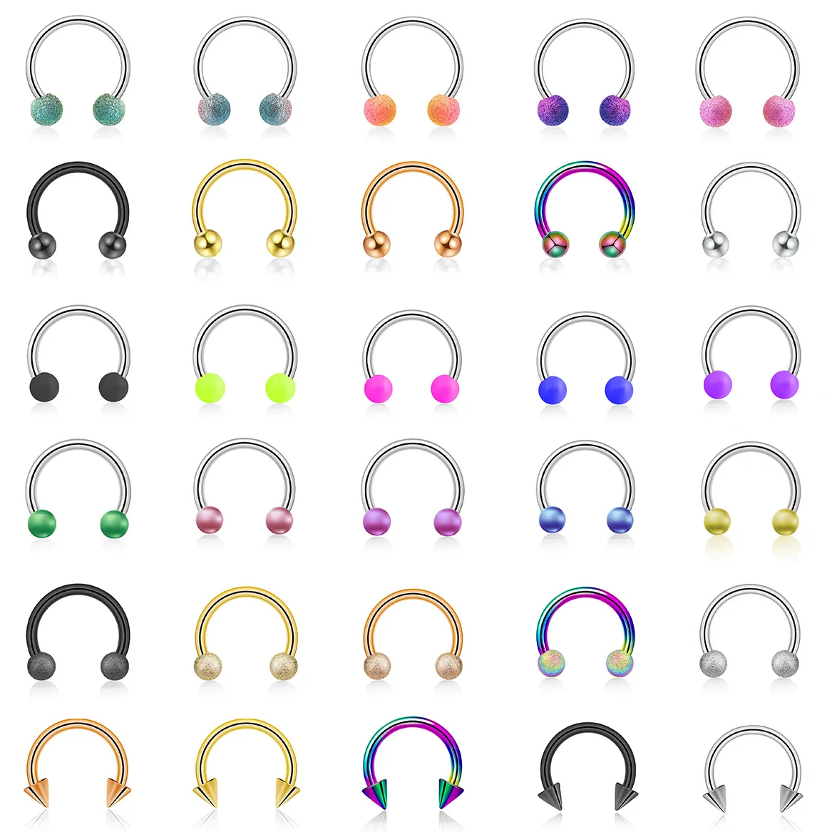 2022 New 8mm Stainless Steel Cartilage Helix Tragus Earring Hoop Lip Piercing Retainer for Women Men Horseshoe Nose Septum Rings