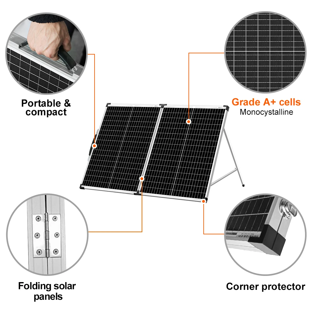 DOKIO 100W Portable Folded Panel Solar Foldable 100watt Folding Solar Blanket for RV Power Station