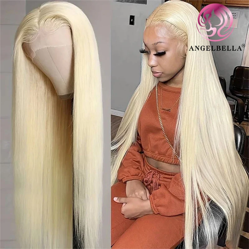 AngelBella Роскошные парики из натуральных волос Hd прозрачные фронтальные 30 дюймов светлый 613 13x6 парик на фронтальной сетке