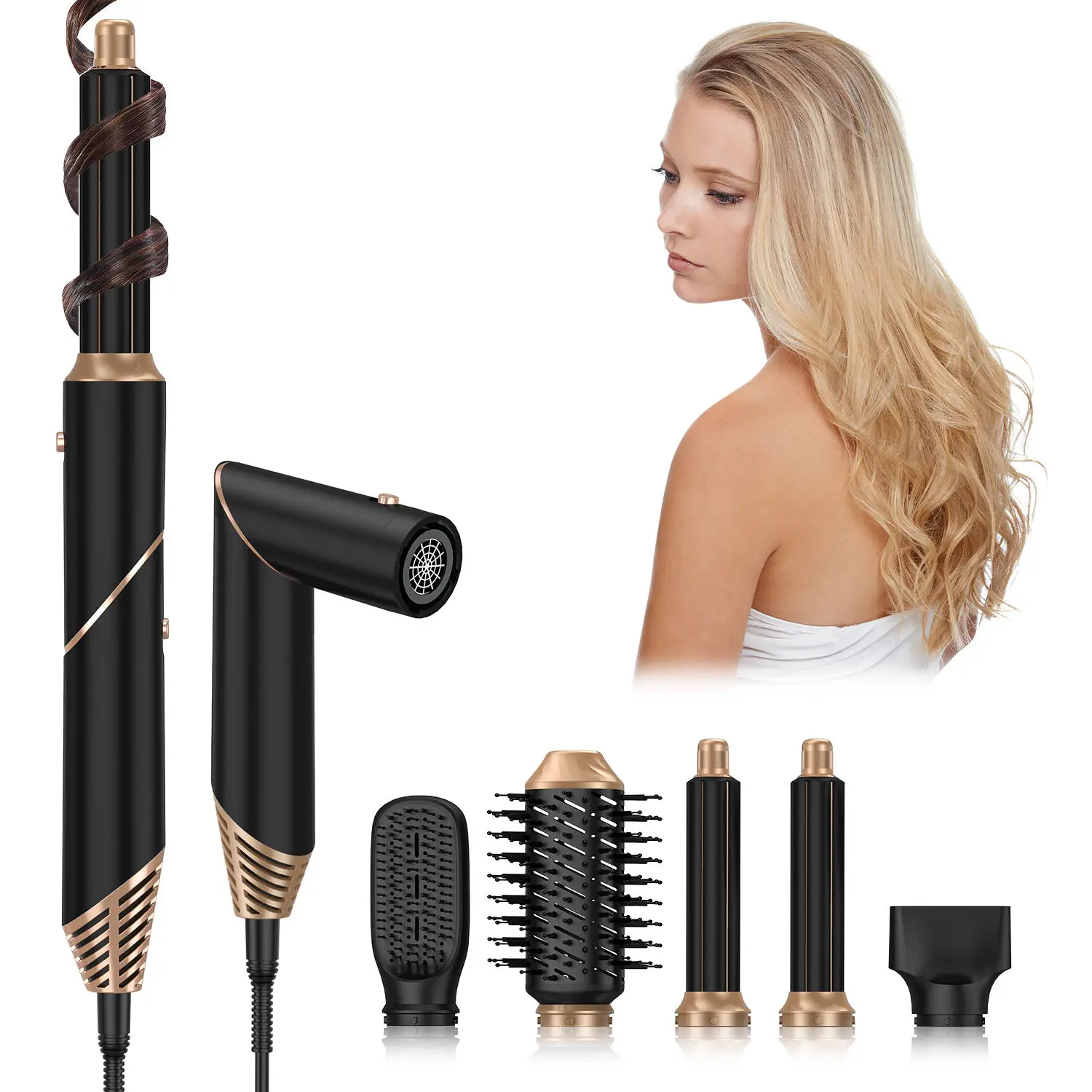 6 In 1 Hair Dryer Brush Multifunctional Hairdryer Folding Hot Air Styling