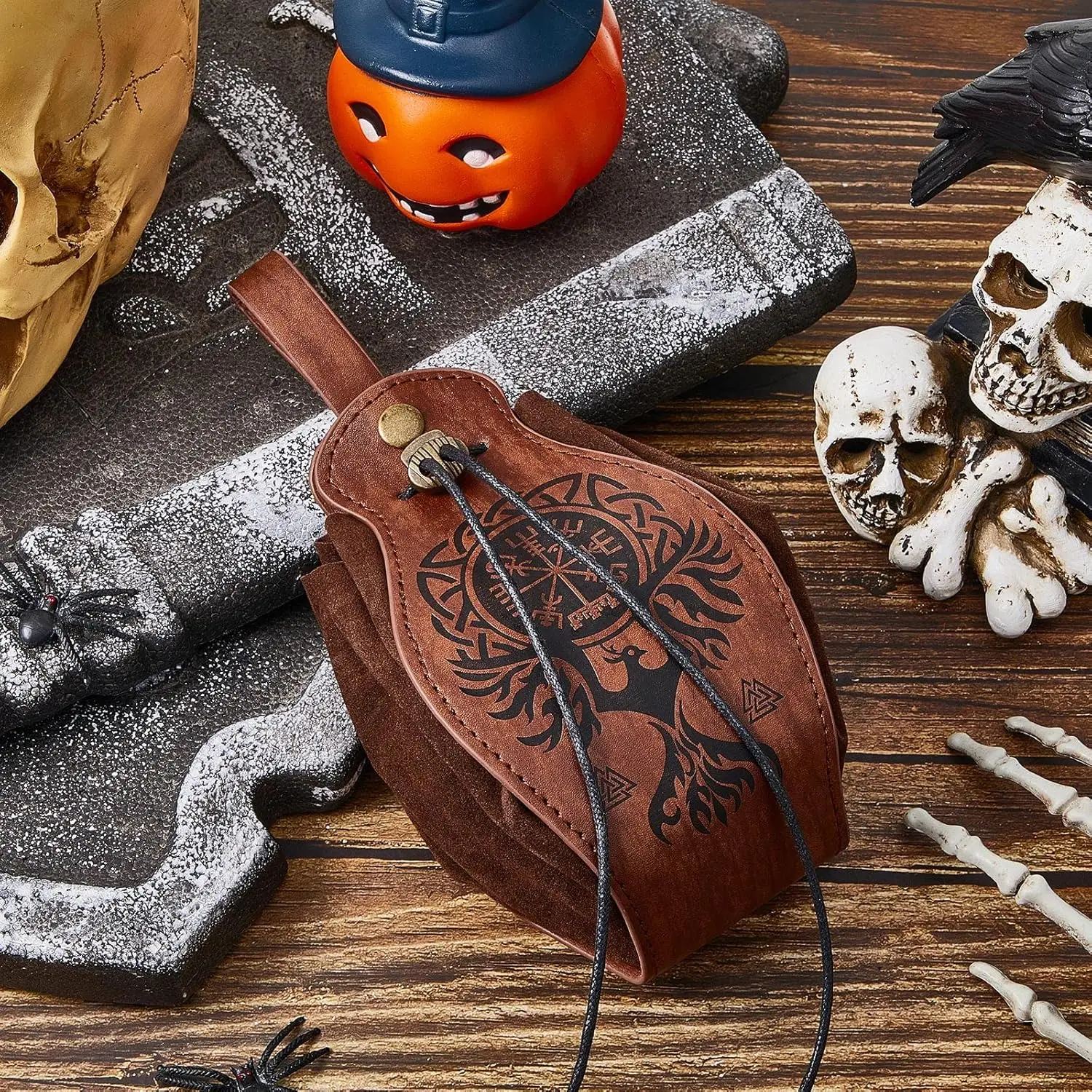 Средневековый винтажный кошелек Ecowalson сумка для денег портмоне из викинговской кожи аксессуар костюма на шнурке мужчин и женщин