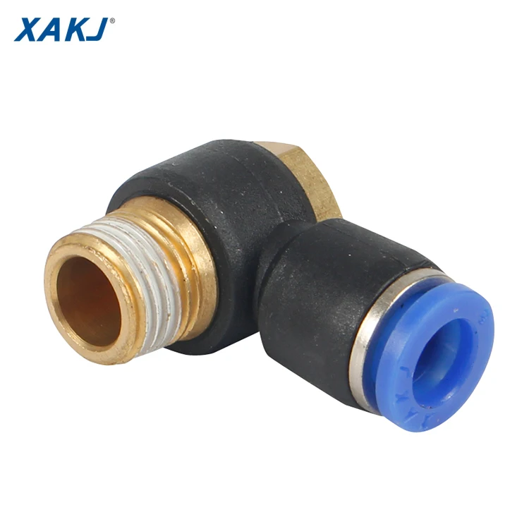 XAKJ PH Outer Hexagon Male BSPT Threaded L Type Elbow Rotating Swivel Airtube Pneumatic Fitting