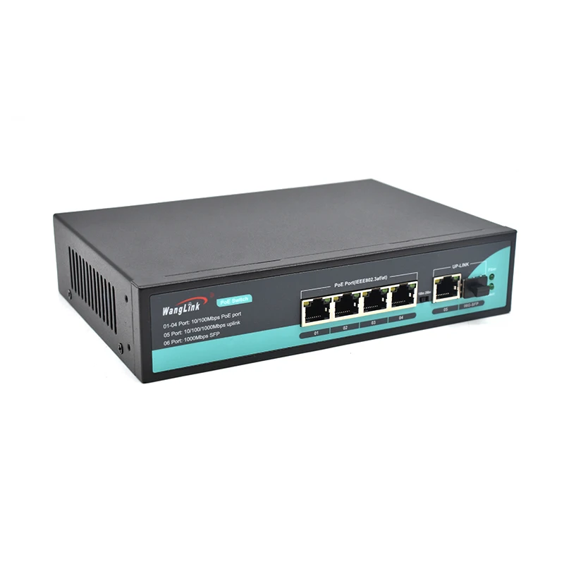 Wanglink 4+2+1 megabit poe ethernet switch with 65W 96W internal power supply