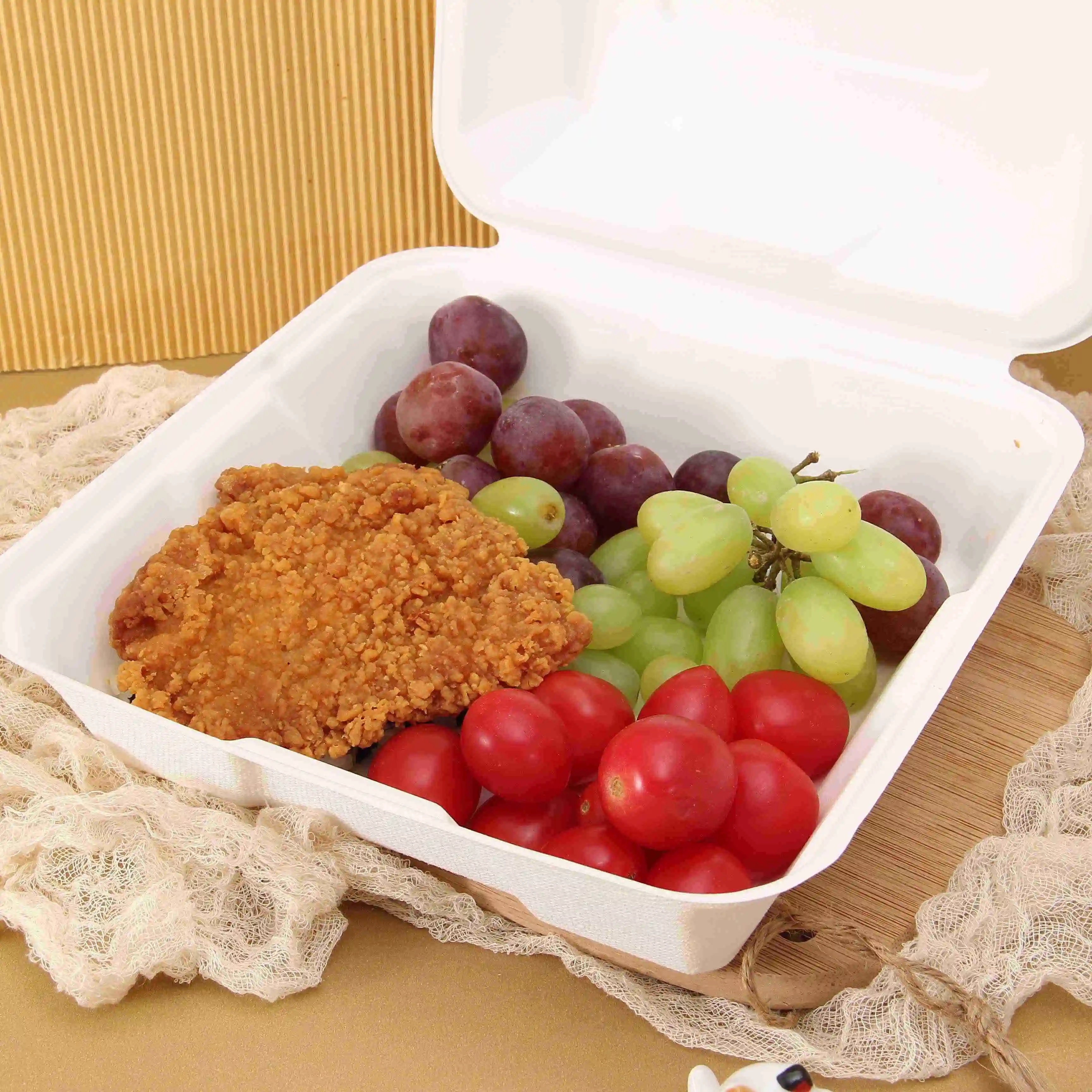 Упаковка Ecopack биоразлагаемая одноразовая коробка бэнто для продуктов питания сахарного