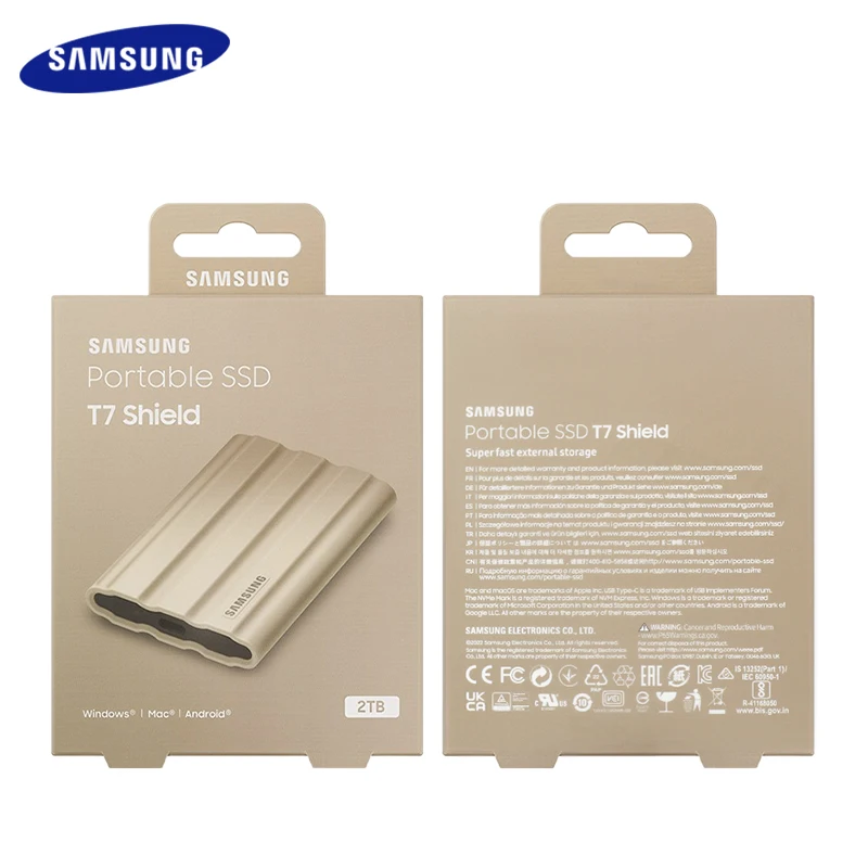 Original Samsung Portable SSD T7 Shield 1TB 2TB Hard Drive High Speed External  Solid State Disk Compatible For Laptop Desktop