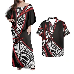 Custom Polynesian Islands Style Dresses Women 2022 New Design Maxi Straight Dress Lady One Shoulder Office Wear Casual Dress