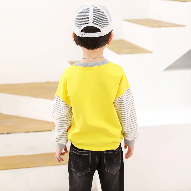 Весенняя детская одежда, хлопковая футболка с длинным рукавом для мальчиков и девочек, детская индивидуальная мультяшная рубашка