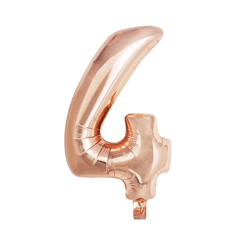 Wholesale best quality rose gold metallic aluminum numbers foil ballons for event decoration happy birthday party