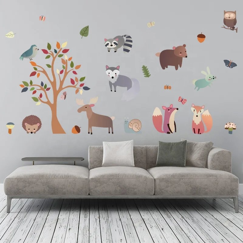 PVC Waterproof Wall Paper Sticker Rolls Customized Cute Cartoon Wall Decal Stickers Eco-friendly Material For Kids Room Decor
