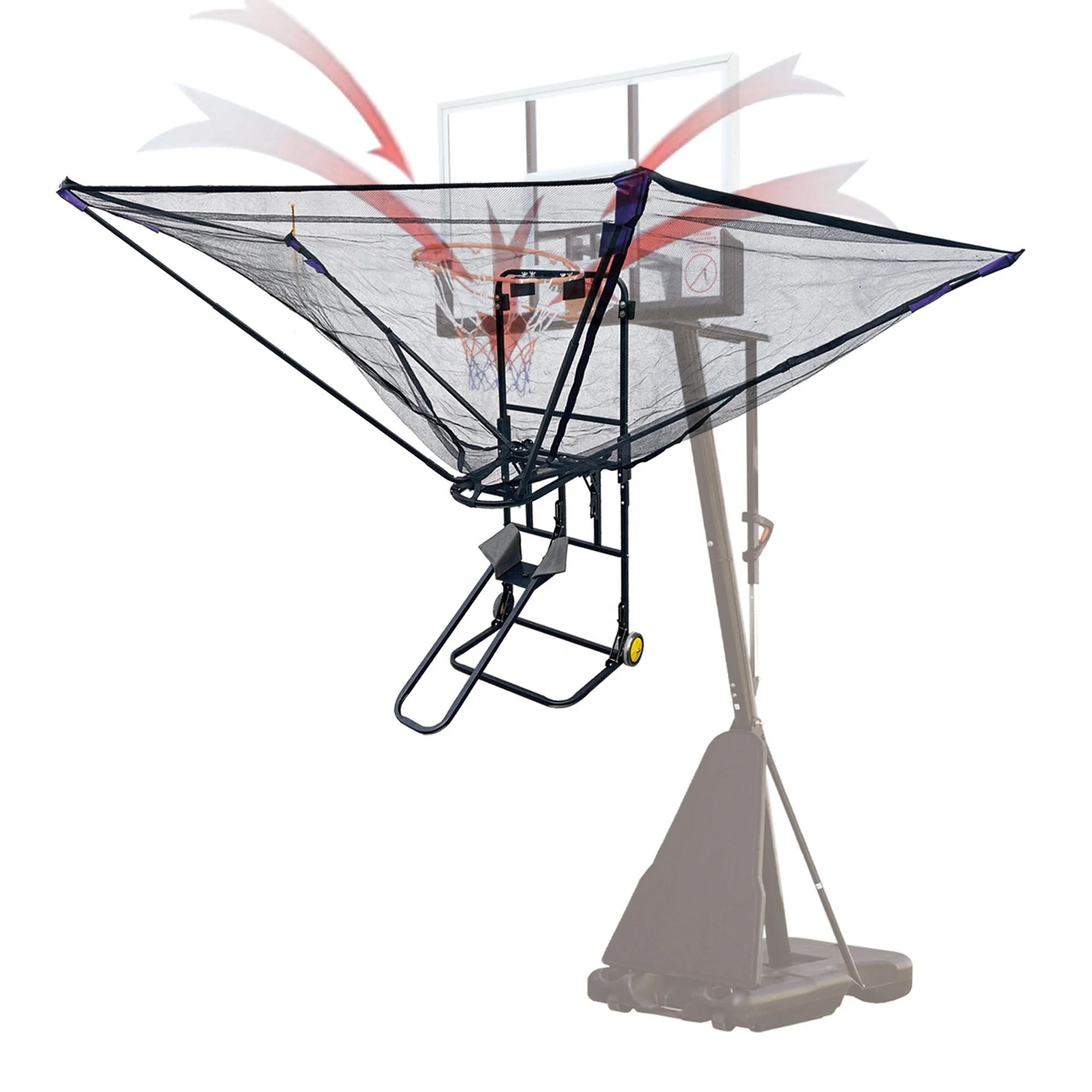 Basketball Return Attachment Shooting Machine Basketball Rebounder Device with Return Chute for Basketball Hoop Stand