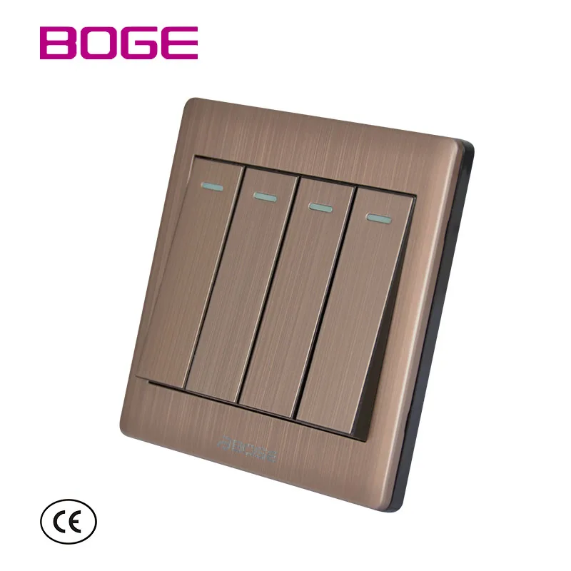 UK BS Light Switch Mid East Electric 1Gang 2Gang 3Gang 4Gang 1Way 2Way Wall Mounted Rose Gold Wall Switches For Home Hotel