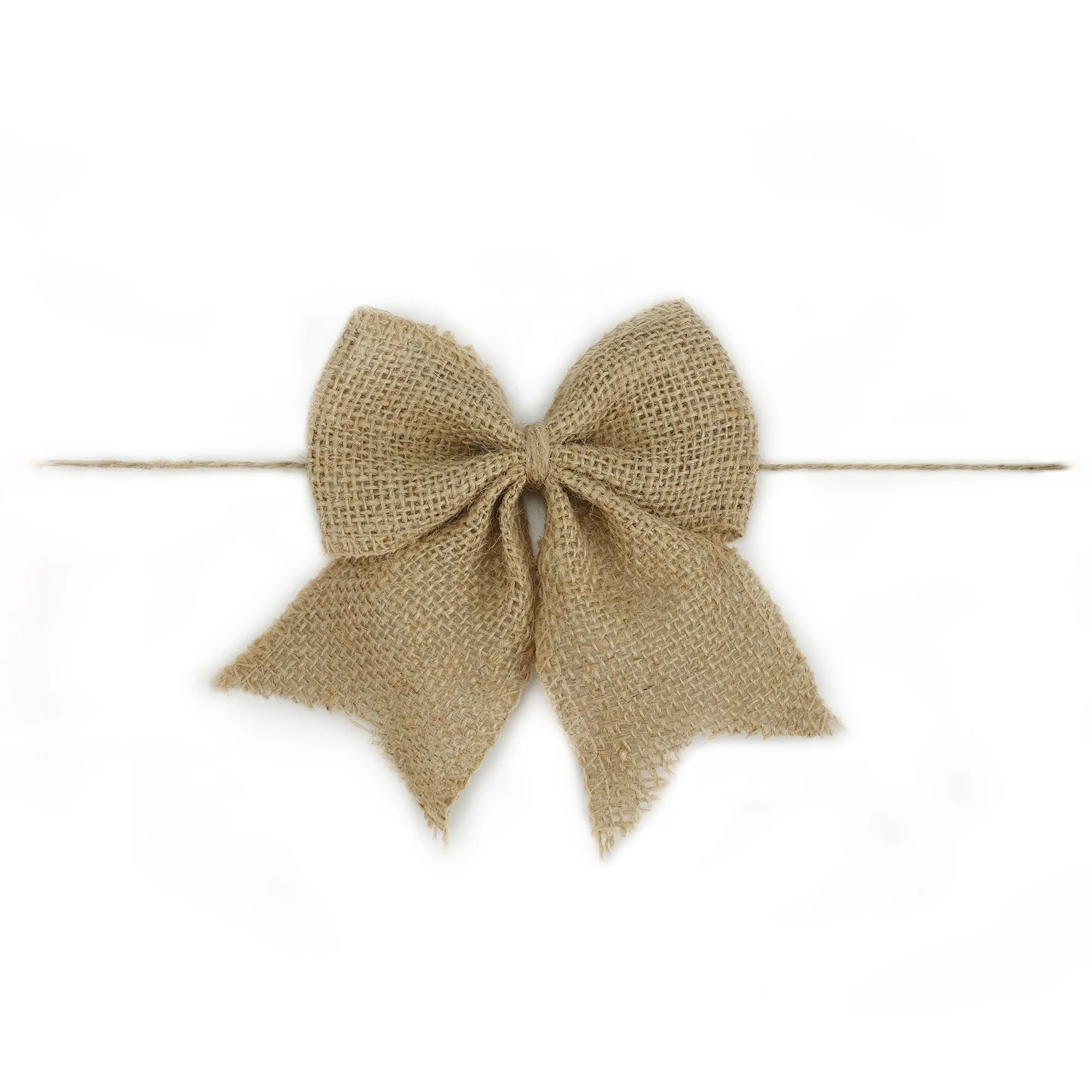 Midi Wholesale Custom Pre-made Natural Burlap Ribbon Bow for DIY Craft and Christmas Tree Decoration