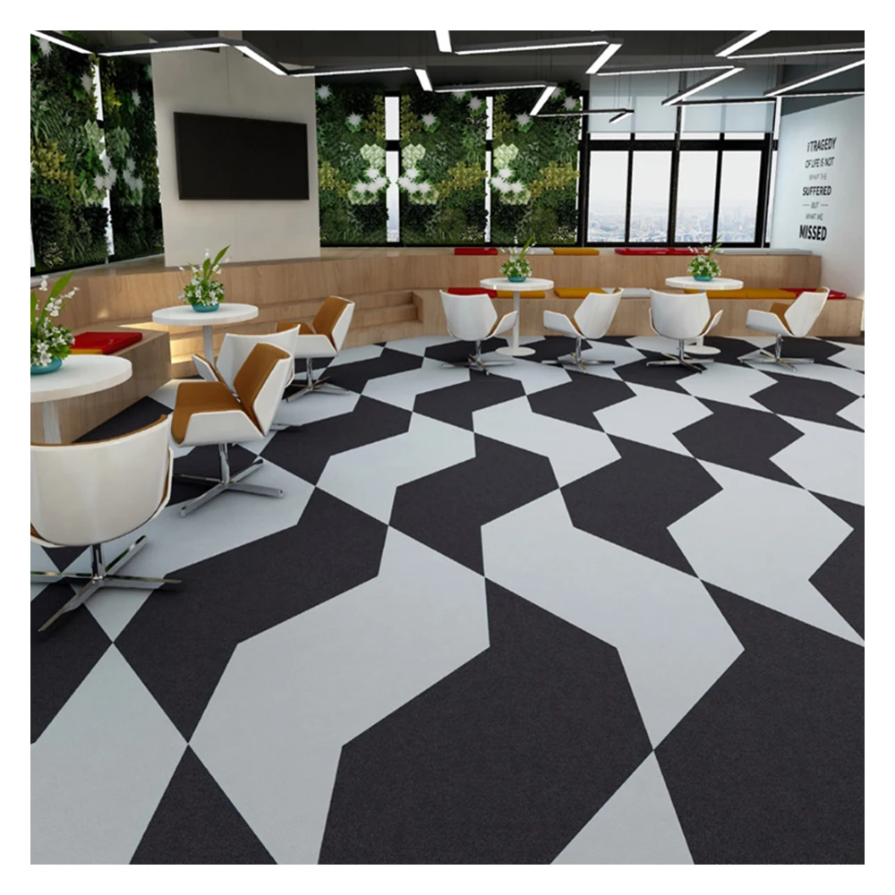 Коммерческая офисная нейлоновая цветная ковровая плитка из ПВХ квадратная однотонная