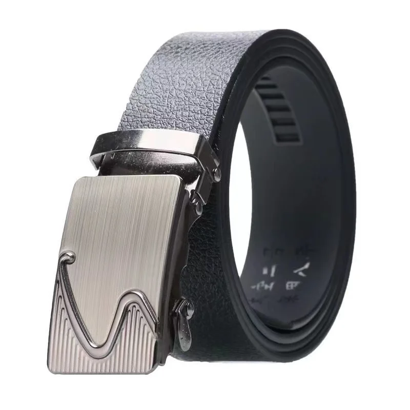 Wholesale adjustable belt automatic buckle belt business casual black customizable logo for men