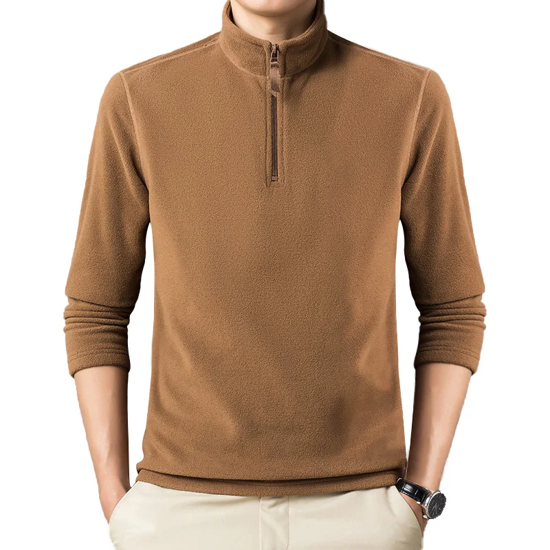 Top Selling Cheap Price 1/4 Zipper Plain Polar Fleece Jacket stand collar coat For Mens