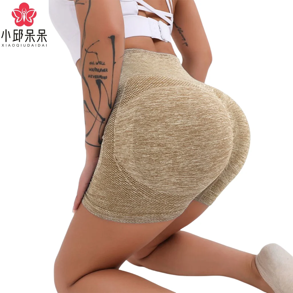 OEM ODM Custom logo size Sports workout Seamless Leggings Push Up Pleated Scrunch Butt seamless Yoga shorts pants for women