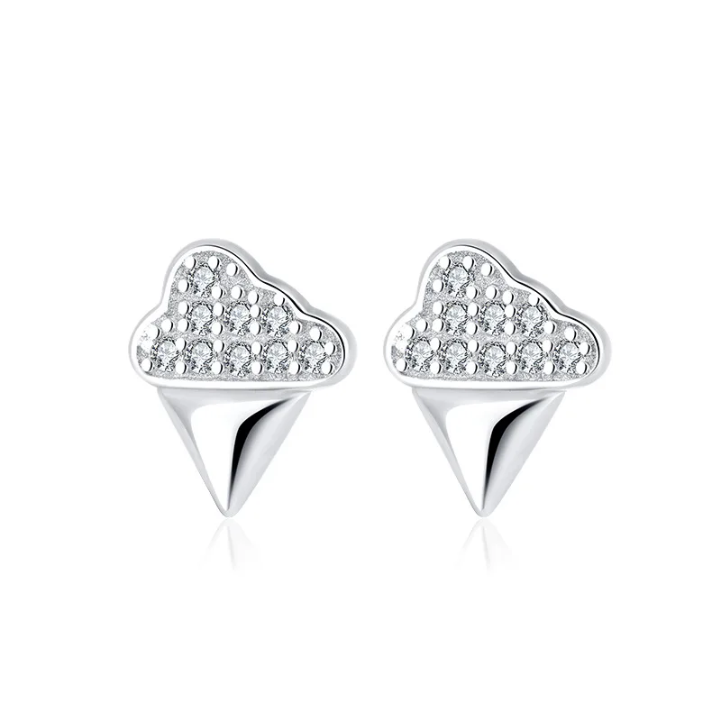2024 Hot Sales 925 Sterling Silver Cubic Zirconia Stud icecream shape Earring Handmade Earring For Women cute earring