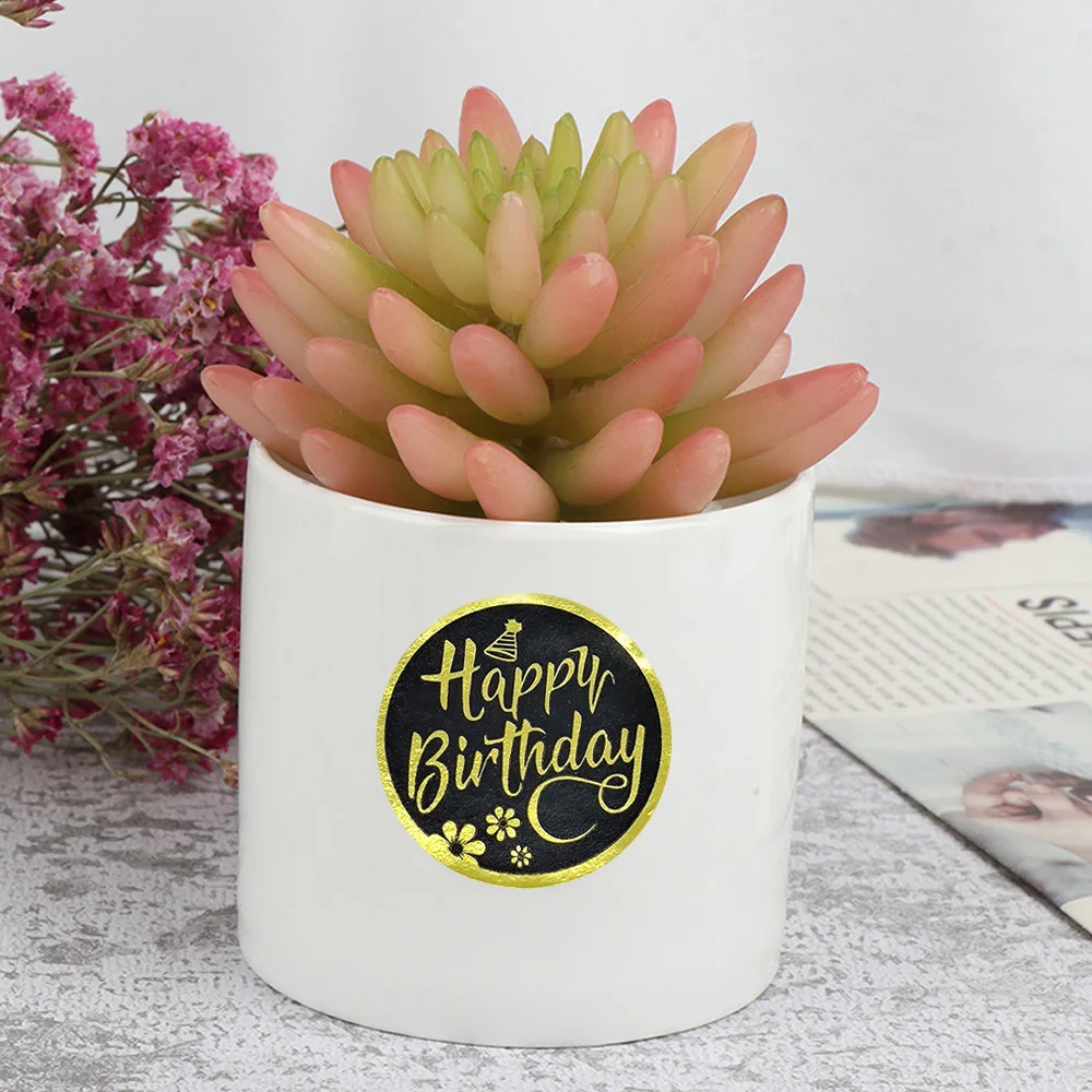 Wholesale Birthday Party Decorative Supplies Creative Waterproof Round Happy Birthday Stickers Personalized Self Adhesive Label