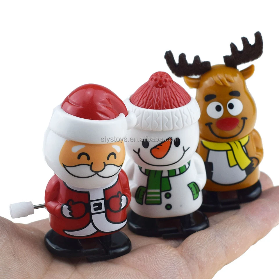 Christmas Wind-Up Toys Shaking Head Walking Mini Christmas Toys Wind-up Santa Snowman