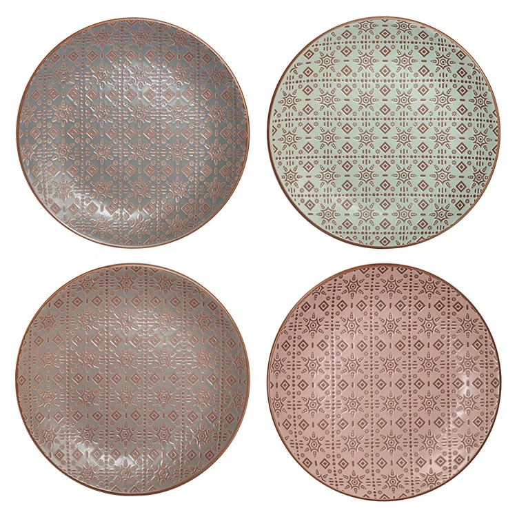 High quality ceramic plate matt glaze printed ceramic Chinese plate