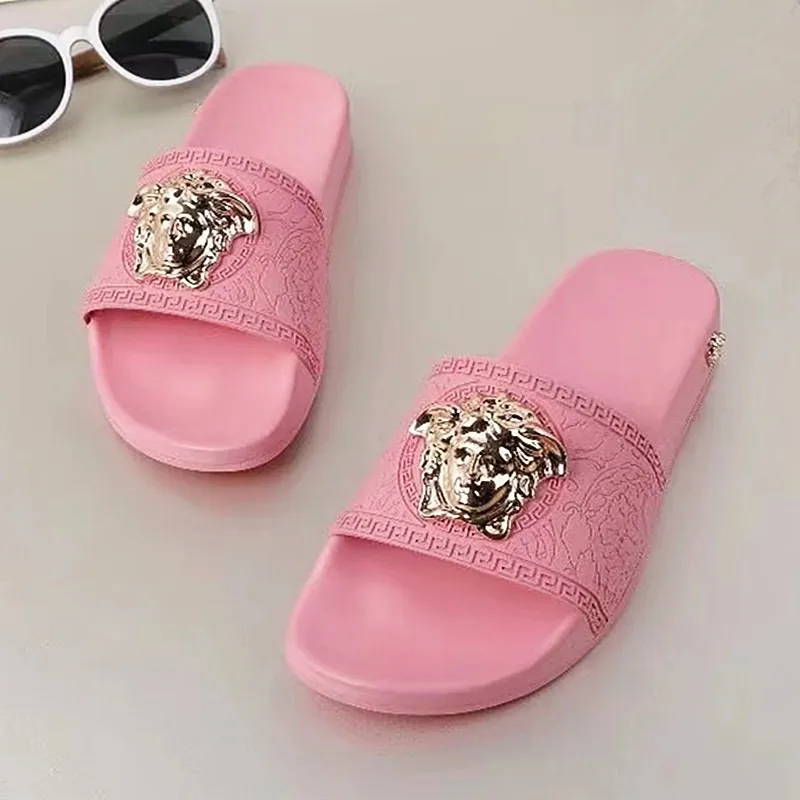 popular  pvc shoes women platform sandal with head ornament one-piece non-slip beach comfortable casual slippers for ladies