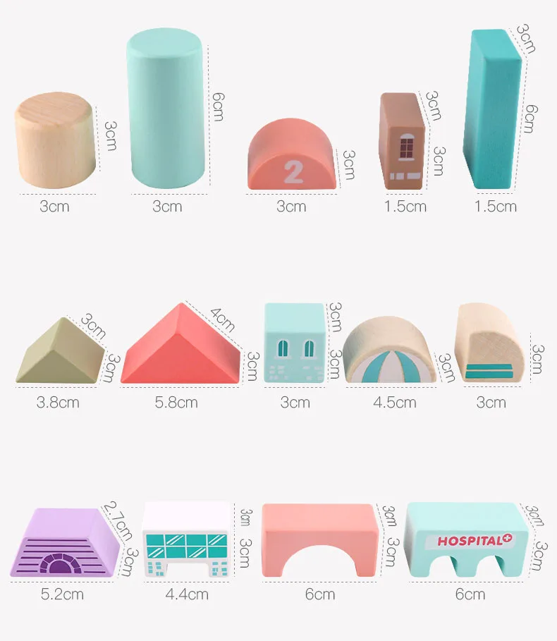 115 Pieces Construction Toys for Toddlers Preschool Age Wooden toy Building Blocks Set with Play Mat Puzzle