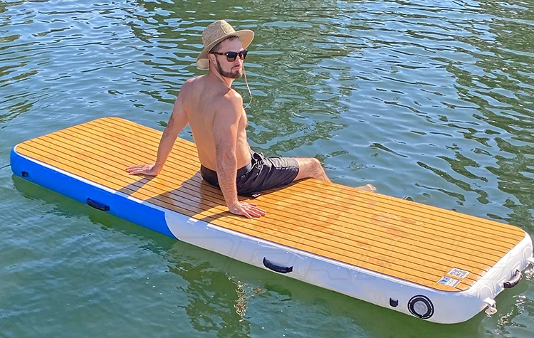 Customized Outdoor Drop Stitch Pontoon Water Island Boat Raft Inflatable Floating Dock Platform