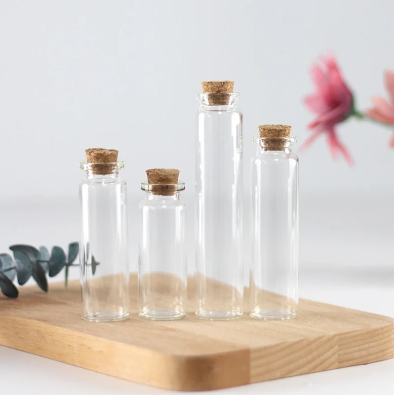 Transparent Glass Bottle Diy Decoration Mini Gift Message Saffron Bottle Wishing Bottle Vials With Cork