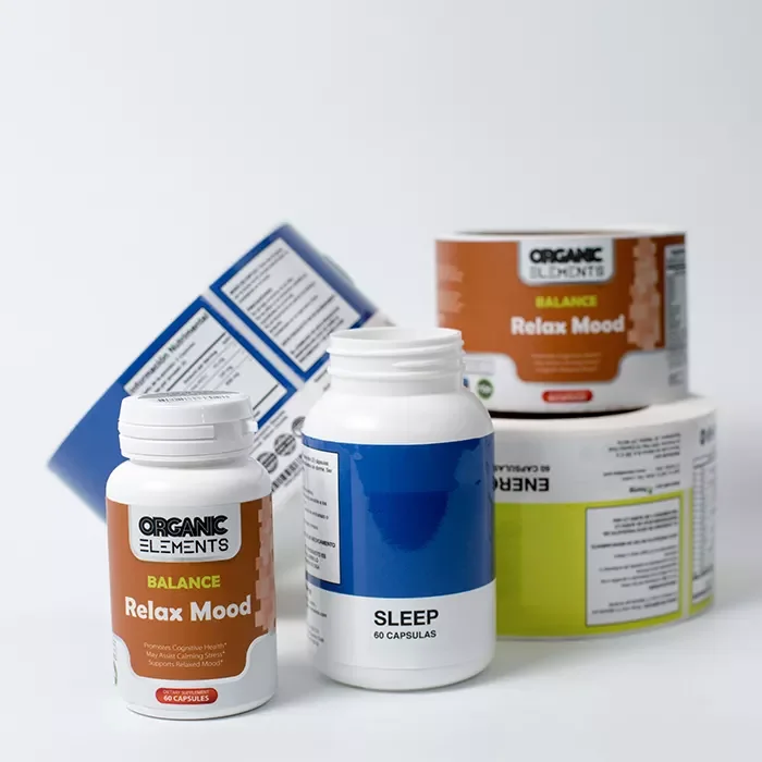 Yellow Blue Medicine Bottle Label Custom Free Logo Design  Labels Stickers Tag