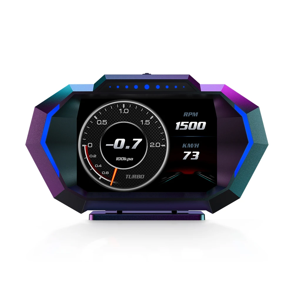 Multiple Languages Smart HUD P24 OBD2 GPS Turbo Pressure Speedometer Gauge scanner Head Up Display