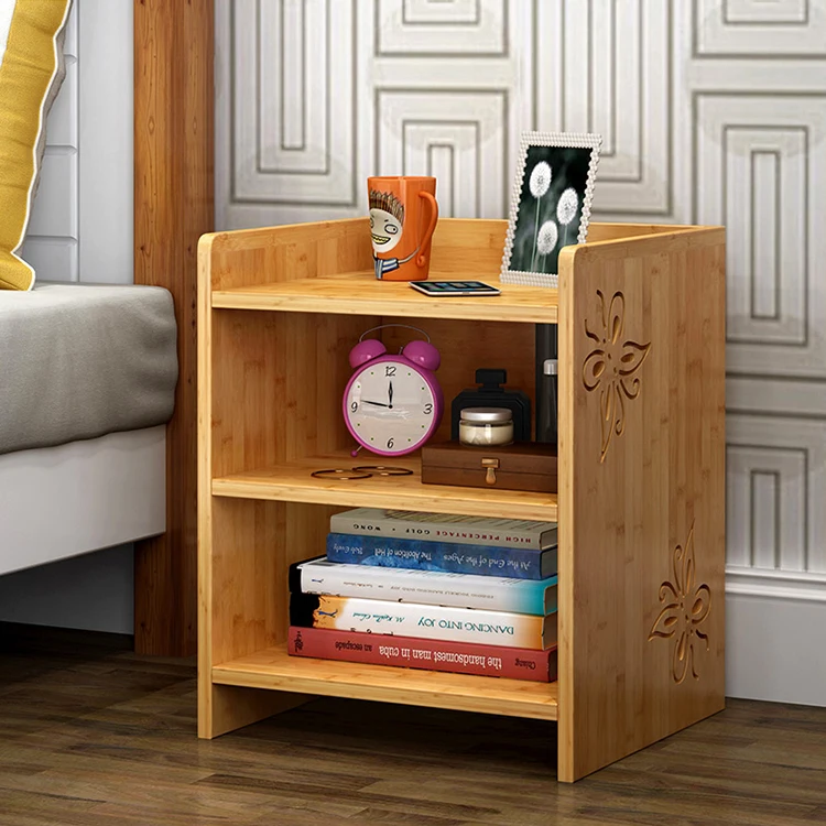 Bamboo with 2 drawers bedroom storage nightstand multifunctional filing cabinet corner table